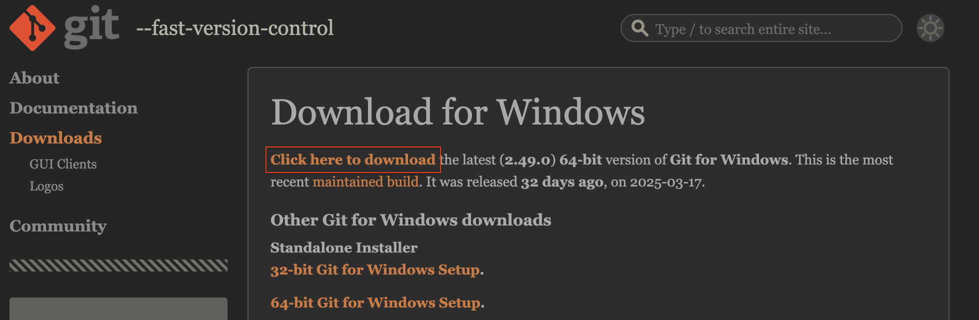 Downloading GIT on Windows